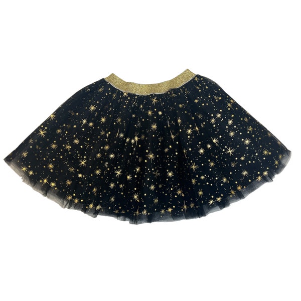 Black Tutu Gold Stars // Girl's Tutu, Tulle Skirt, Dress-Up Tutu, Ballet Skirt
