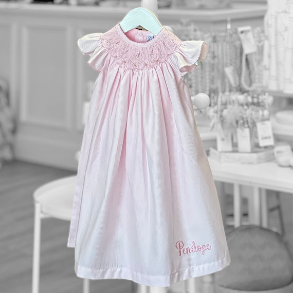 Baby Girl Light Pink Smocked Dress With Flutter Sleeves  Personalized Smock  Dress, Soft Cotton Infant Dress 6-12 & 12-18 Months - Etsy New Zealand