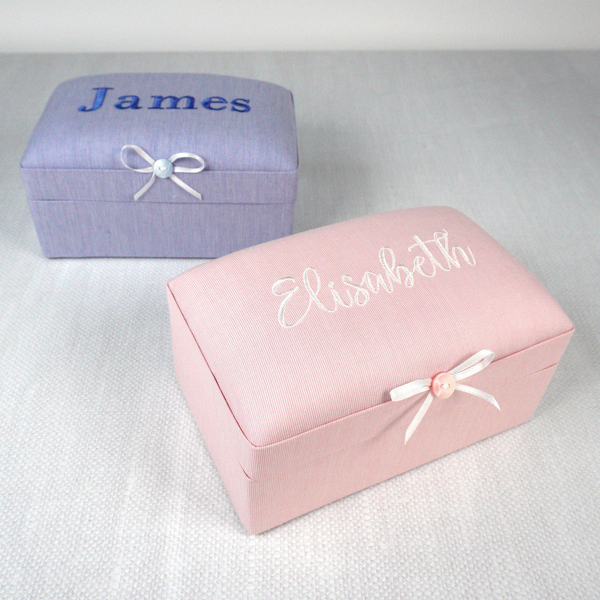 Small Baby Keepsake Box with Micro Striped Cotton // Small baby box, rectangular box, keepsake box