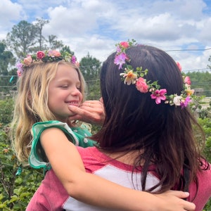 Matching Mother & Daughter floral head crowns // Multi flowers halo crown, floral headwreath