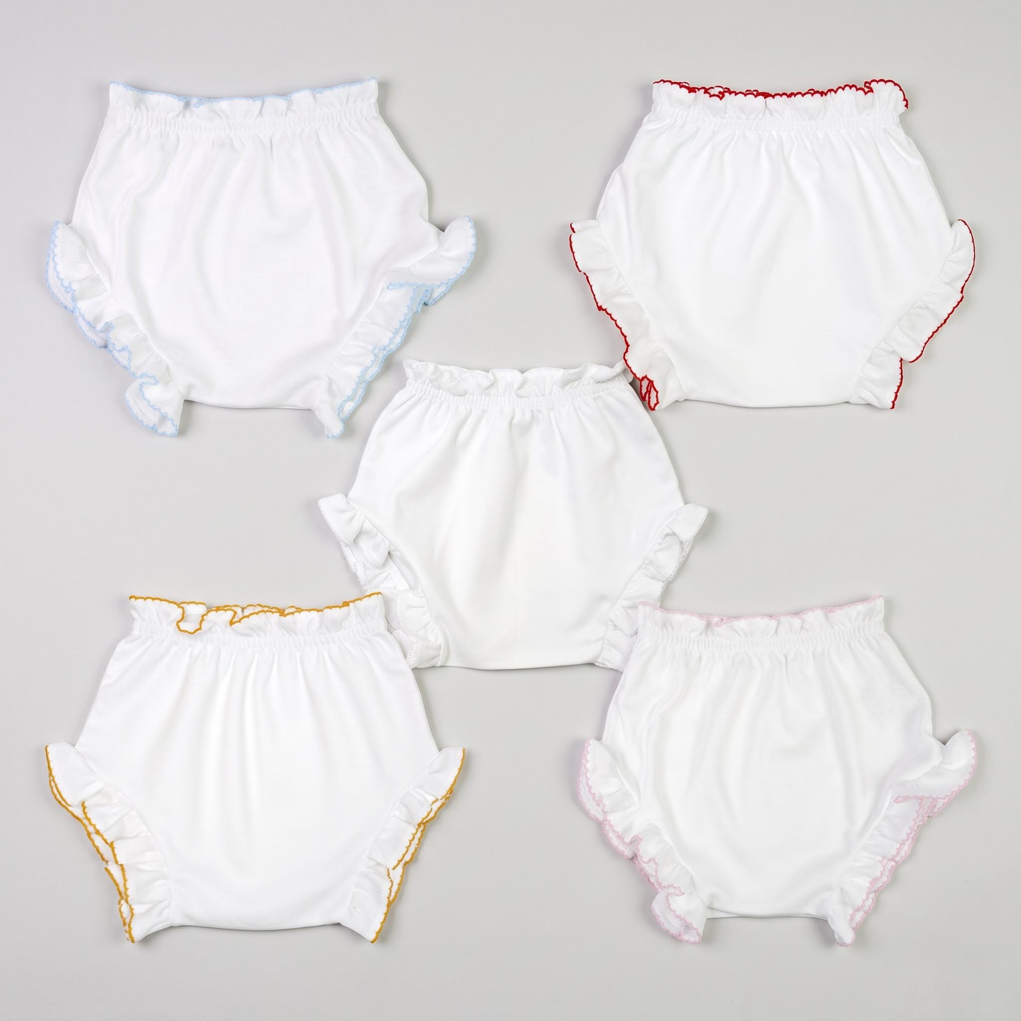 Personalized Ruffle Edge Baby Bloomers: Monogram Pima Cotton Diaper Cover
