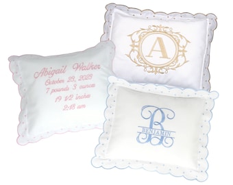 Embroidered Nursery Accent Pillow – Personalized Keepsake Cushion for Baby Room Décor or Gift
