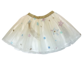 Gold Tutu Multicolor Stars // Girl's Tutu, Tulle Skirt, Dress-Up Tutu, Ballet Skirt