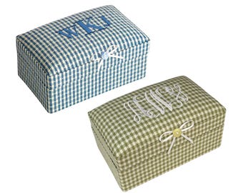 Small Baby Keepsake Box – Gingham baby keepsake box, cute memory box, Gingham Baby Keepsake Box