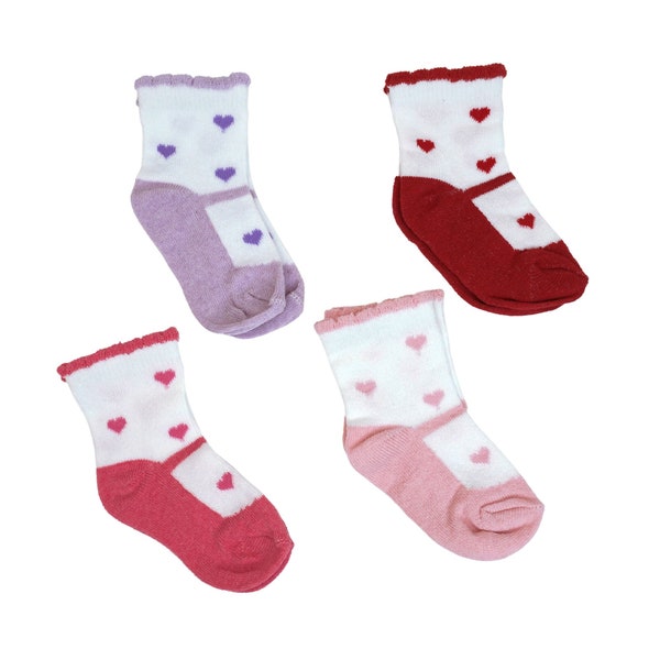 Ballerina Heart Socks / Baby Heart Socks, Mary Jane Socks, Valentine's Day Socks