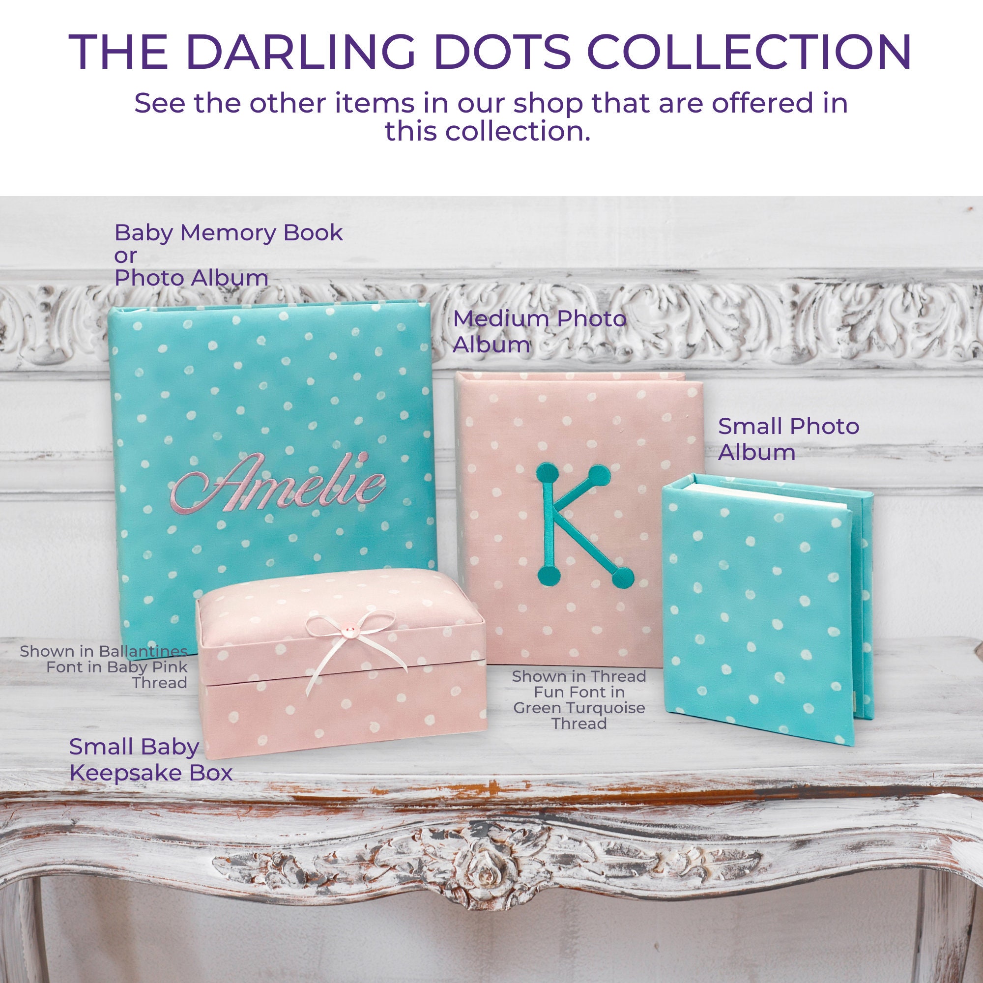 Large Ring Photo Album in Cotton - Darling Dots Collection - MARCELA