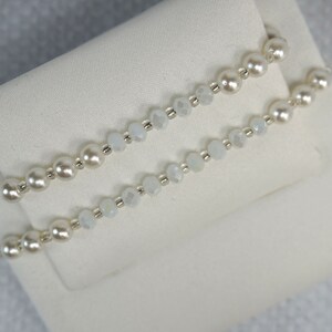 Ensemble de bracelets mère et fille – Perles blanches et perles de Murano blanches