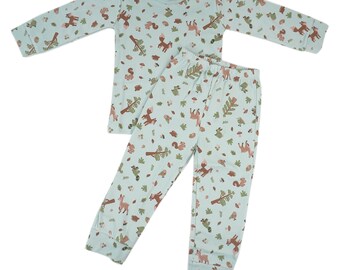 Conjunto de pijama de camisa y pantalón de manga larga de algodón Pima Woodland