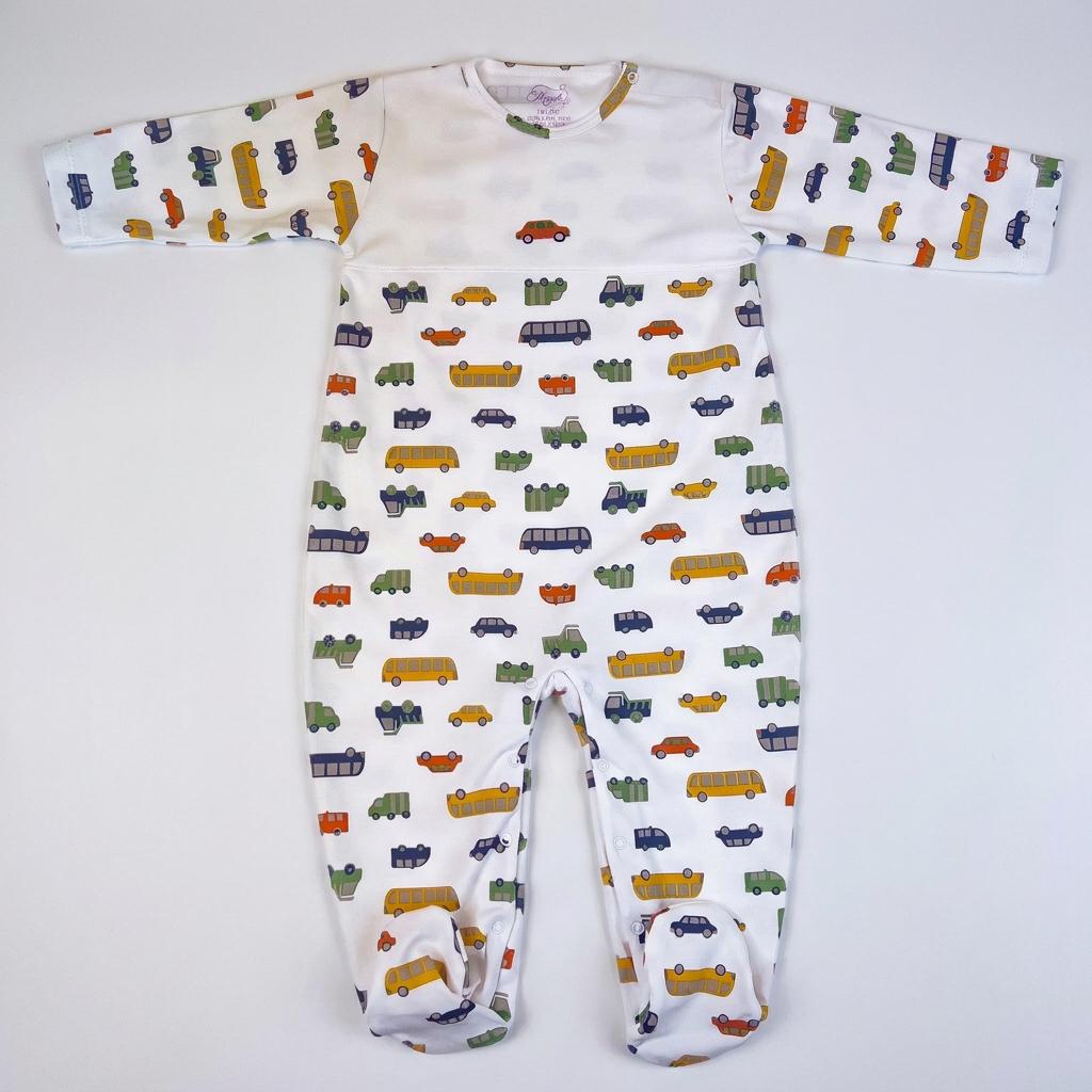 Automobiles Baby Footed Outfit - Personalized Pima Cotton Cars One-Piece