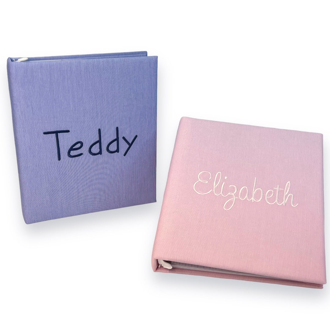 Baby Memory Book With Micro Striped Cotton // Monogram Baby Book, Baby