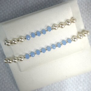 Ensemble de bracelets mère et fille - Perles blanches/perles de Murano - 5 mm/8 mm