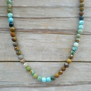Turquoise Bead Necklace, Simple Dainty Minimalist Choker, Turquoise Jewelry, Boho Jewelry, Layering Necklace, Earth Tone Beads, Gift for Her