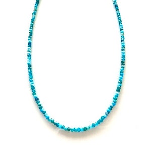 Apatite Bead Choker Necklace, Tiny Gemstone Necklace, Minimalist Dainty Delicate, Simple Beaded Necklace, Blue Crystal Choker, Gift for Her