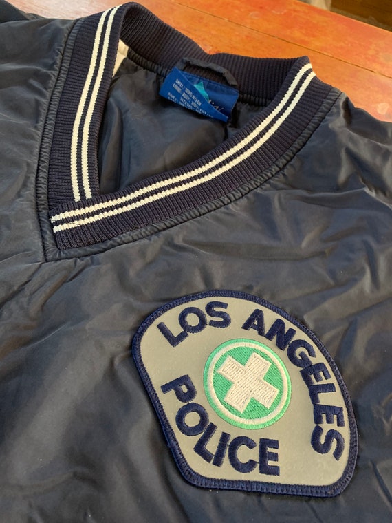 Vintage La Los Angeles Police Pullover Jacket XL Navy Blue Polyester Rain Windbreaker EUC Excellent Condition