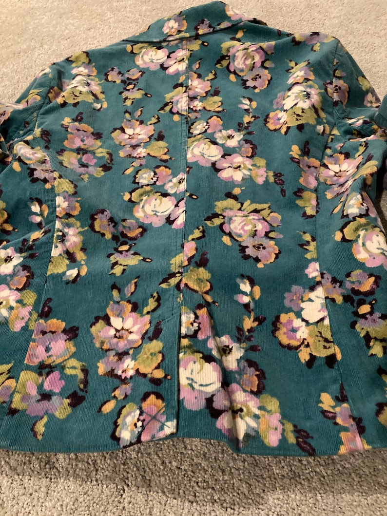 NWT vintage teal and floral blazer by Kate Hill women\u2019s size 14 retail 100 dollars