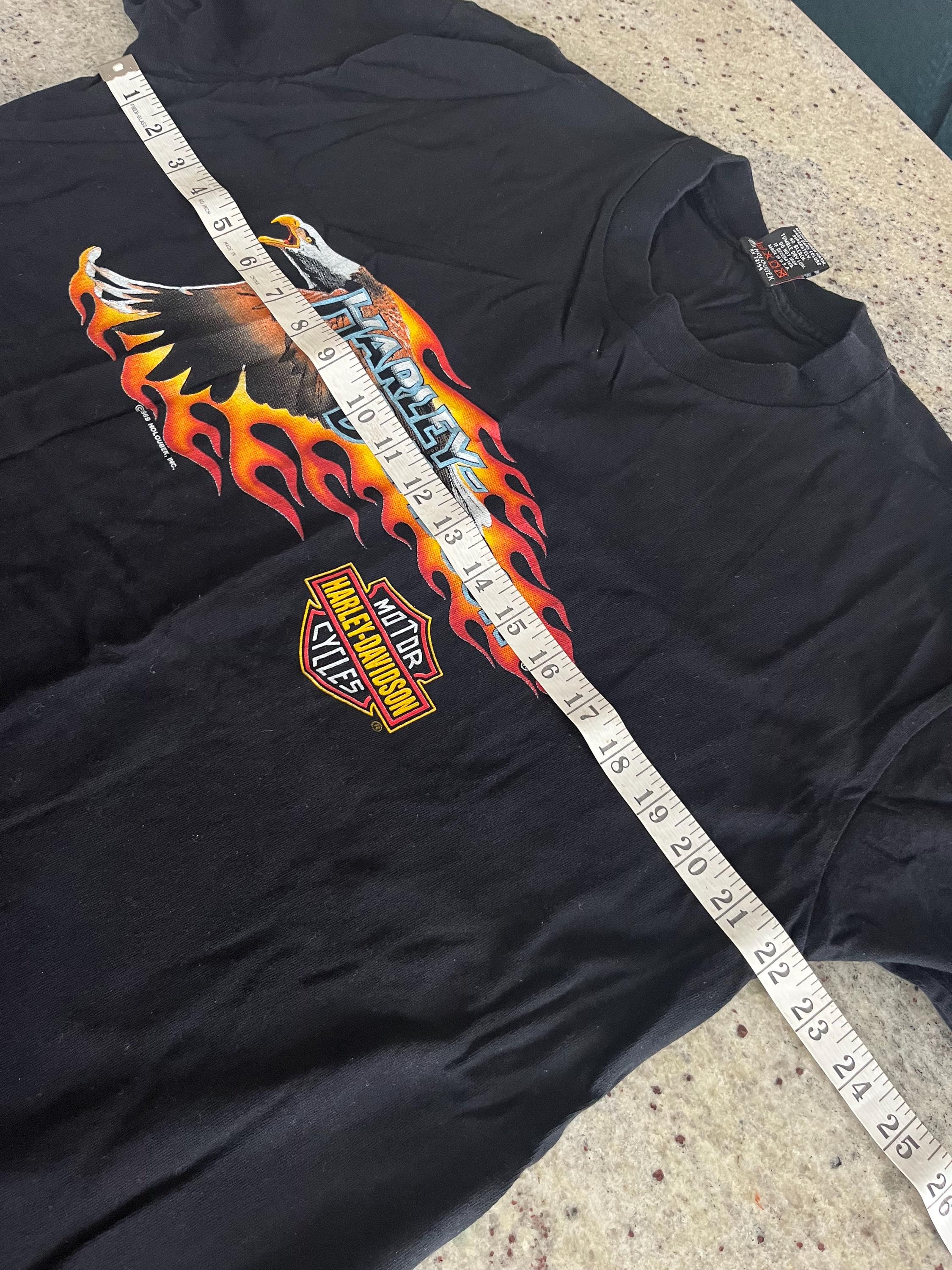 Vintage 1989 Harley Davidson Flaming Eagle Aruba T Shirt Size