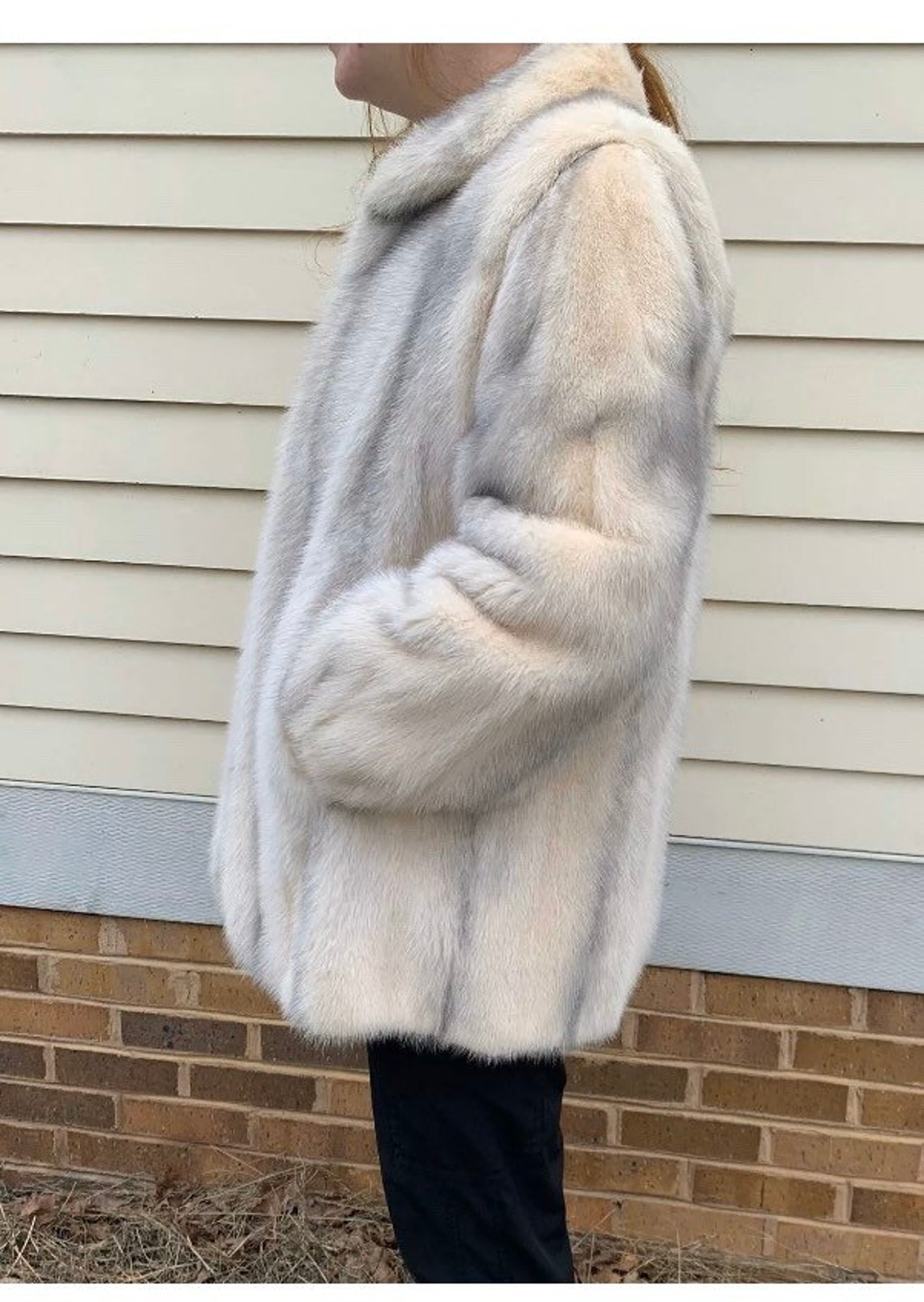 Abrigo de visón blanco vintage Mangas desmontables Etsy México