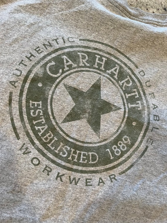 Vintage Carhartt T Shirt Size XL Double Sided Gray