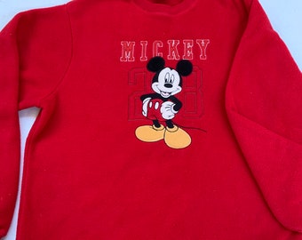 Disney Musse Pigg Fleece Tröja Storlek Liten Varm Mysig Röd Fantastisk Grafik