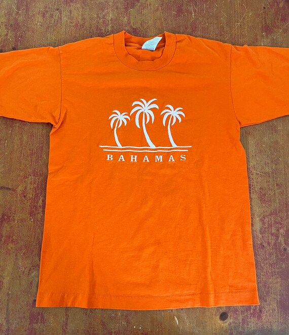 Vintage Bahamas Orange Embroidered T Shirt Size M… - image 2