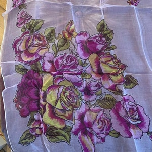 Vintage 60s ARTURO GALLI 100% Silk Scarf Como Italy Floral Pink Lavender Pretty EUC Excellent Italian Glamorous image 3