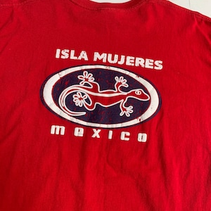Vintage Isla Mujeres Mexico Graphic T Shirt Size XL Red
