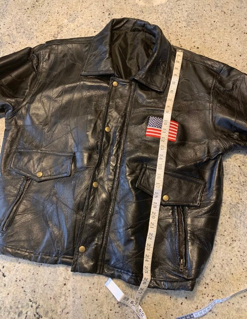 Mens Eagle American Flag Black Leather Jacket Quality | Etsy