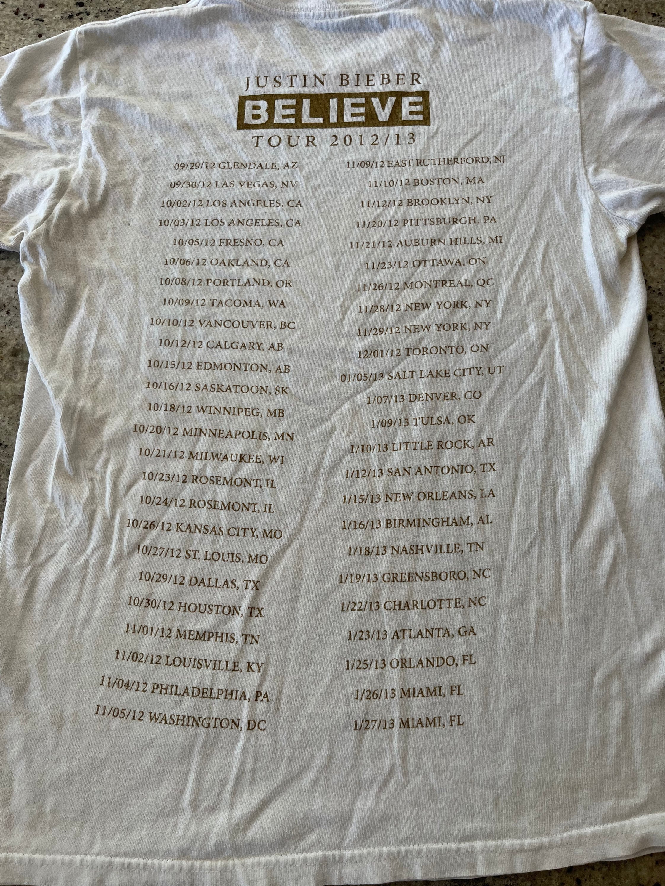 Justin Bieber Believe Tour 2012 2013 T Shirt Size Small