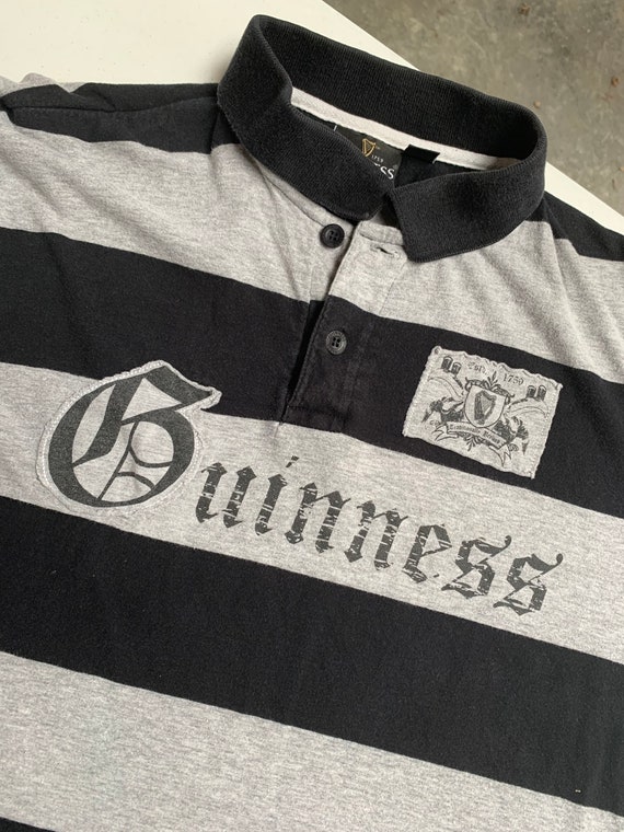 Guinness Beer Striped Polo Shirt Size 40 Official 