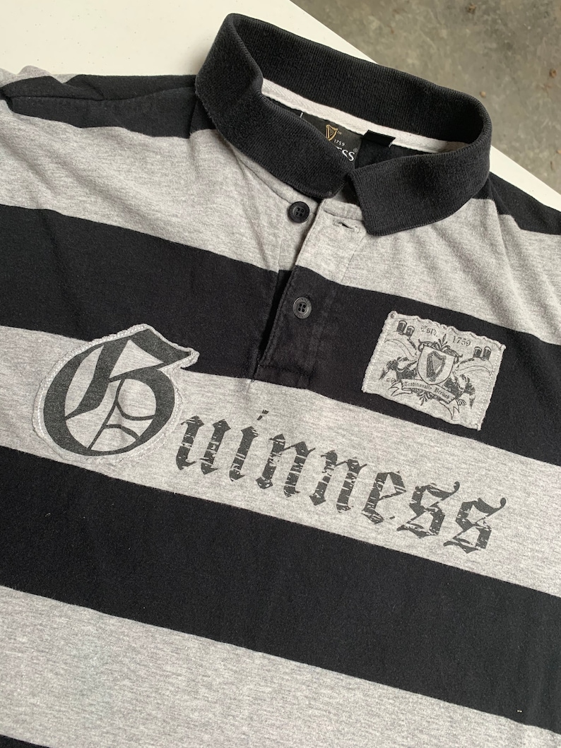 Guinness Beer Striped Polo Shirt Size 40 Official Merchandise image 1