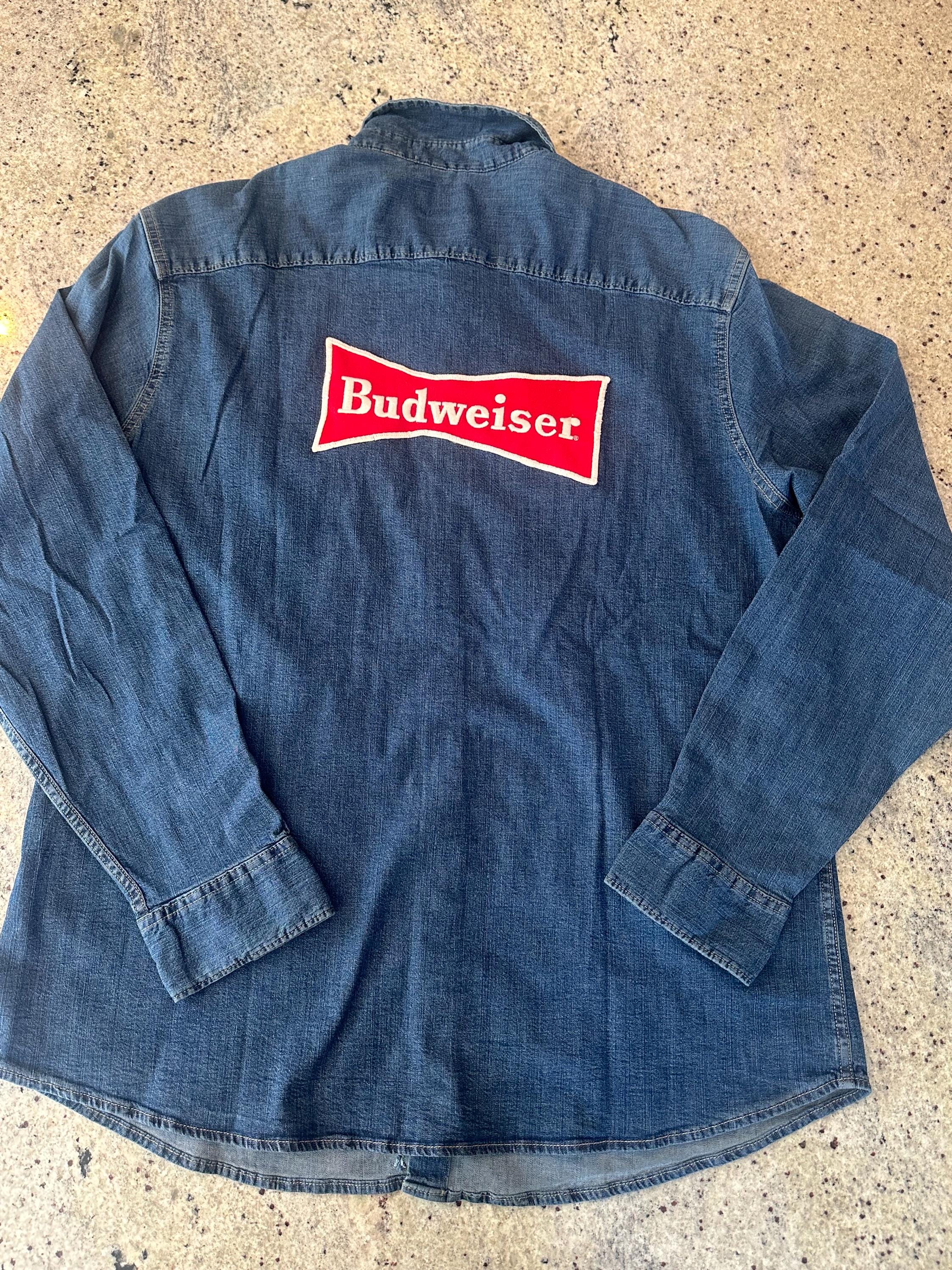 Vintage Budweiser Beer Denim Shirt Fits Like XL Quality