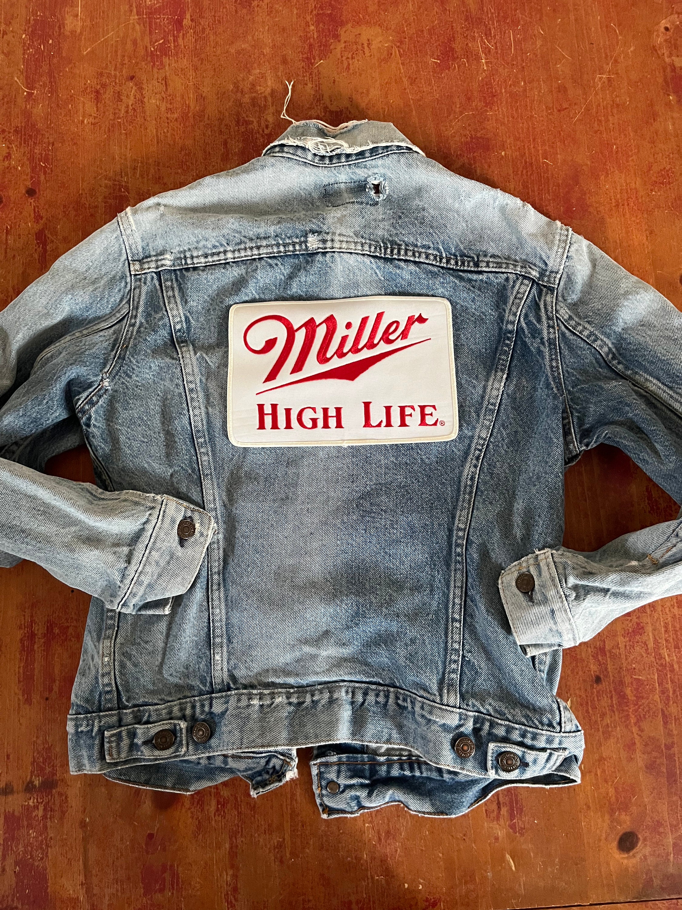 Vintage Miller High Life Beer Denim Jacket Size Medium Perfectly