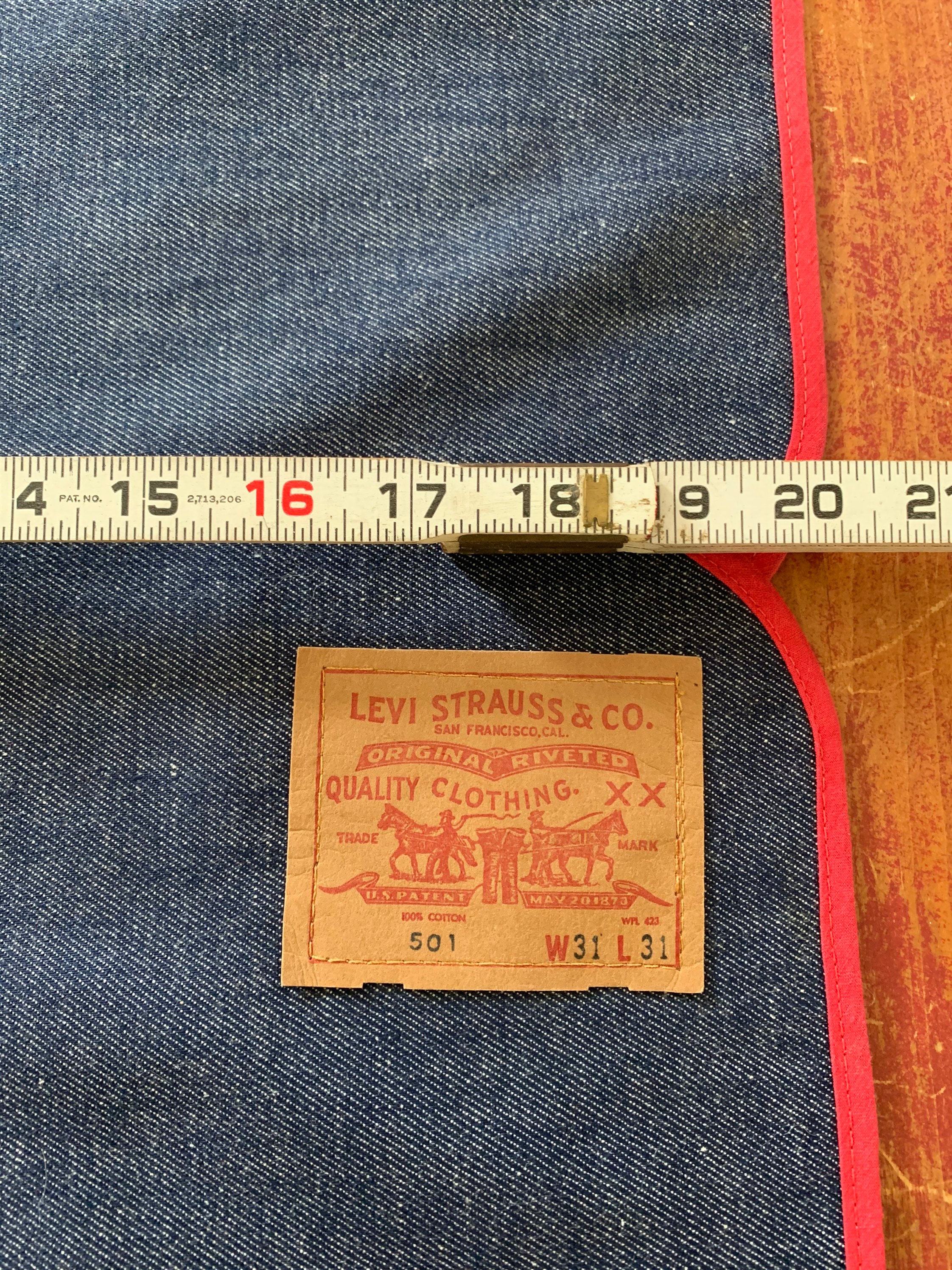 Vintage LEVIS Blue Jeans Big E 501 Placemats Red Bandanas Vintage LEVIS Blue Jeans Big E 501 Placemats Red Bandanas