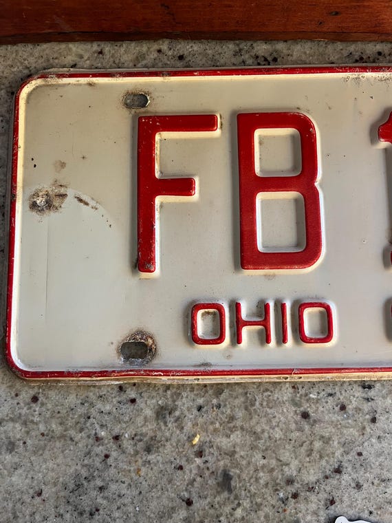 Vintage 1968 Ohio License Plate FB 19 Quality Embossed Steel Red