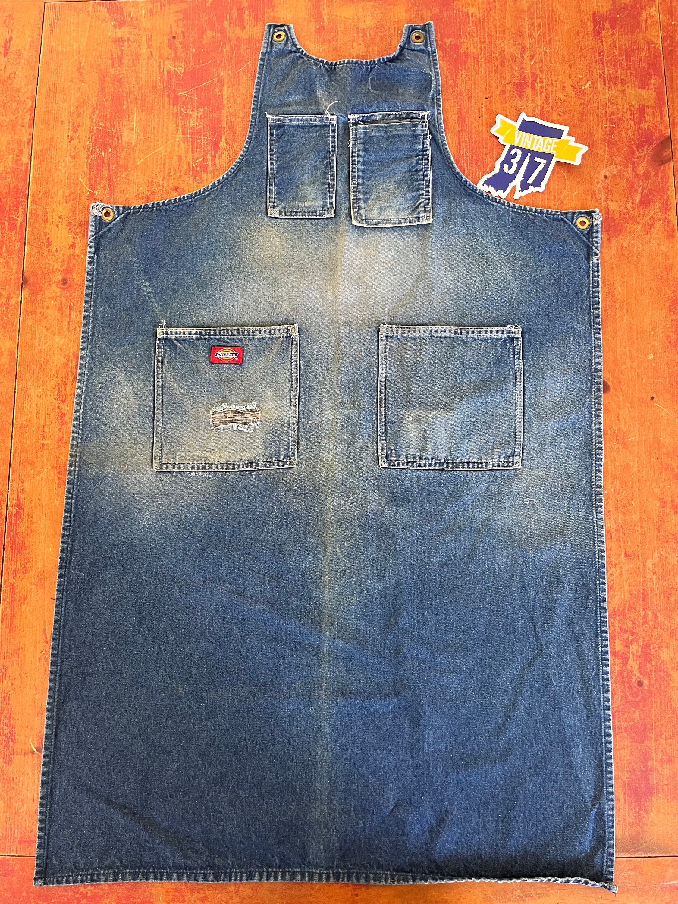 Vintage Denim Work Apron Union Made Old Workwear Machinist Artist Bartender Woodworker Carpenter