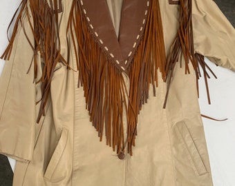 Vintage 70s 80s Leather Jacket Coat Fringe Quality Lariat Brand Made in USA