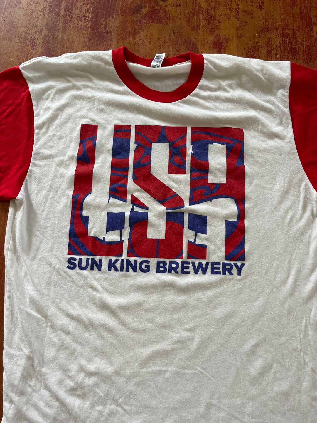 The Ringer Sun USA Sun King Brewery Indianapolis Ringer T Shirt Size Medium Red White ...