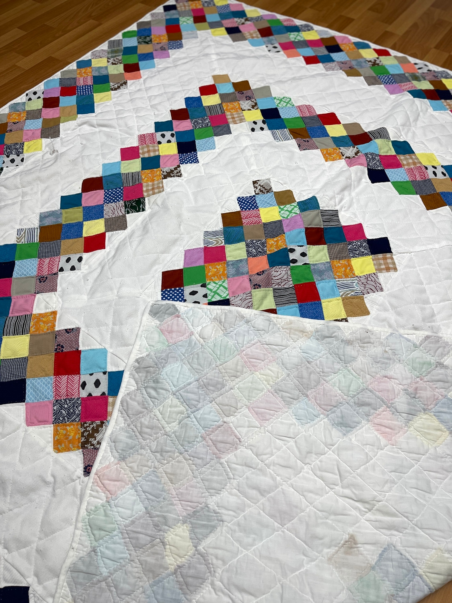 Boston Patterns Vintage Handmade Boston Commons Pattern Quilt Multi-color Squares 82 X ...