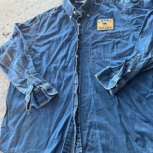 Vintage Camel Zigaretten Team Lotus Denim Shirt Größe L lange Ärmel Button-Down-Qualität Made in den USA