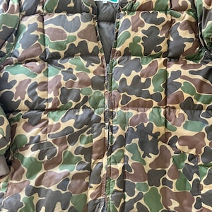 Vintage Gander Mountain Coat Pants Hunter Suit Down Filled Size Large Camo Puffer Hunting Outdoors Warm Quality