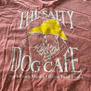 Vintage Salty Dog Cafe T Shirt Size 2XL Double Sided Peach Color Hilton Head Island Quality Made in USA