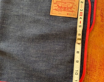 Vintage LEVIS Blue Jeans Big E 501 Placemats Red Bandanas Vintage LEVIS Blue Jeans Big E 501 Placemats Red Bandanas