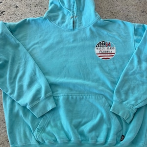 Vintage Marco Island Florida Hoodie Sweatshirt Size Large Double Sided Cool Graphics