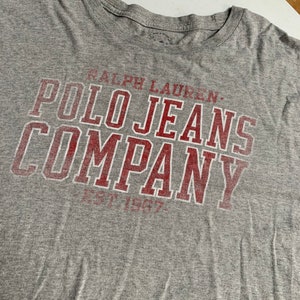 Ralph Lauren Polo Jeans Company T Shirt Size Large Perfectly Faded Patina Classic Gray