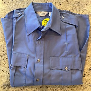Lion Apparel Medium Blue Fireman Shirt Long Sleeve 65/35 Poly Cotton Size LM Style 1272-20 New with Tag