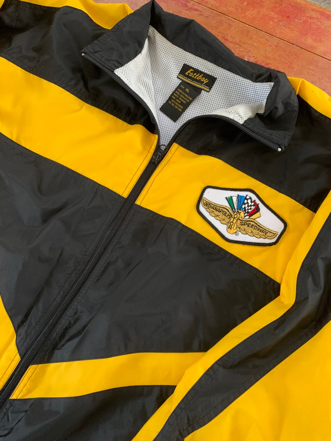 Indy 500 Windbreaker Full Zip Jacket Size XL Yellow Black IMS ...