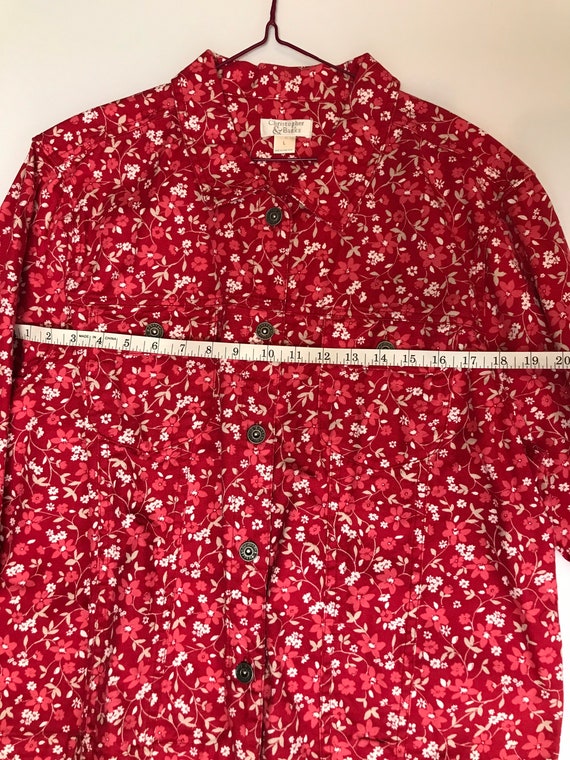 Red Floral Jacket Christopher & Banks Button Up S… - image 6