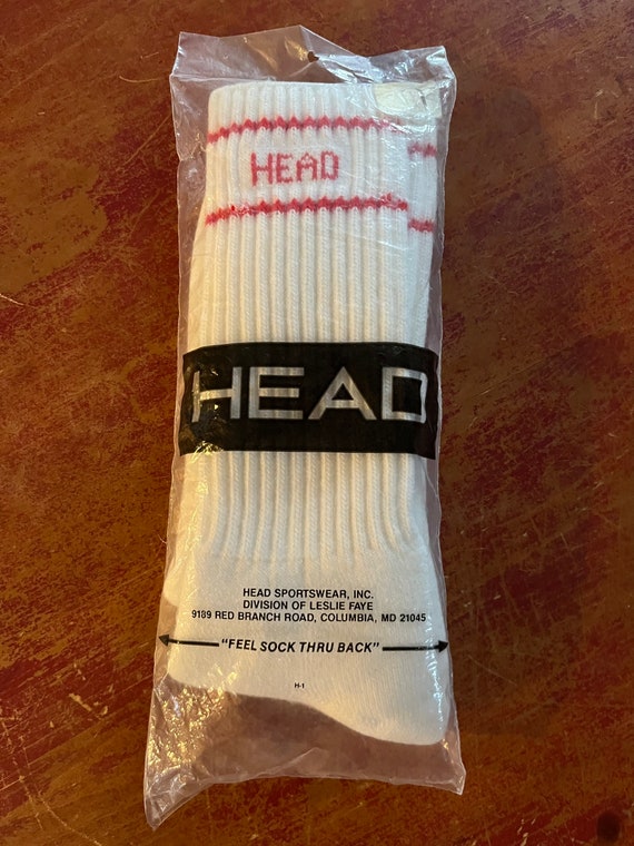 Vintage 80s HEAD Tennis Socks Red & White Made in 