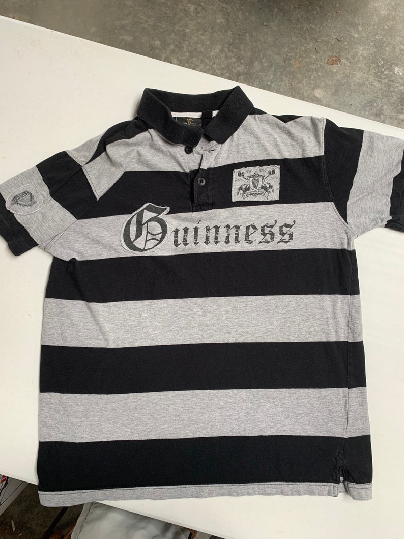 Guinness Beer Striped Polo Shirt Size 40 Official Merchandise image 2