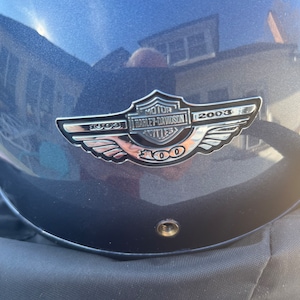 2003 Harley Davidson 100 jahre Jubiläum Halbhelm Blau & Grau Größe Extra Klein XS
